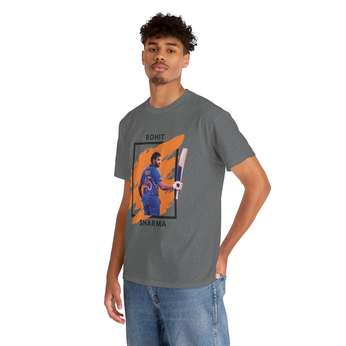 Rohit Sharma - Brushstroke frame - Unisex Heavy Cotton Tee