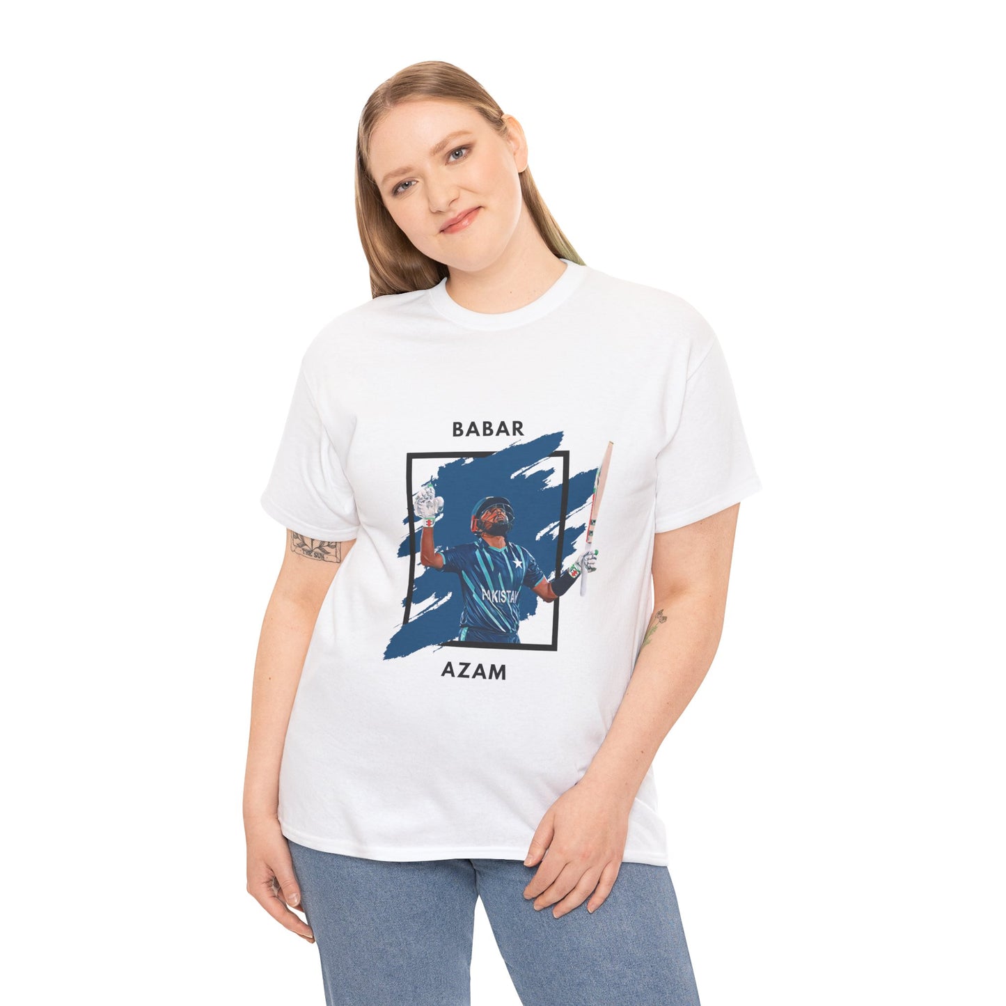 Babar Azam - Brushstroke frame - Unisex Heavy Cotton Tee