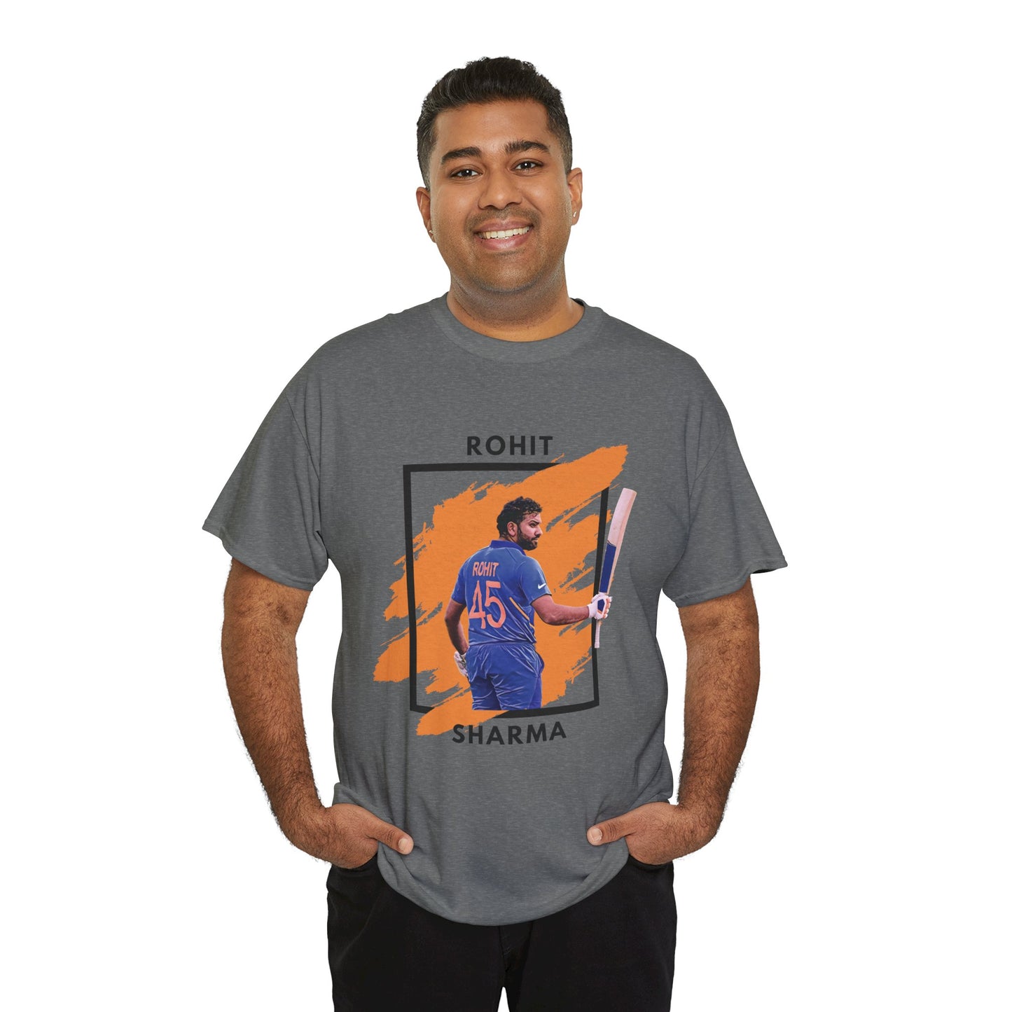 Rohit Sharma - Brushstroke frame - Unisex Heavy Cotton Tee