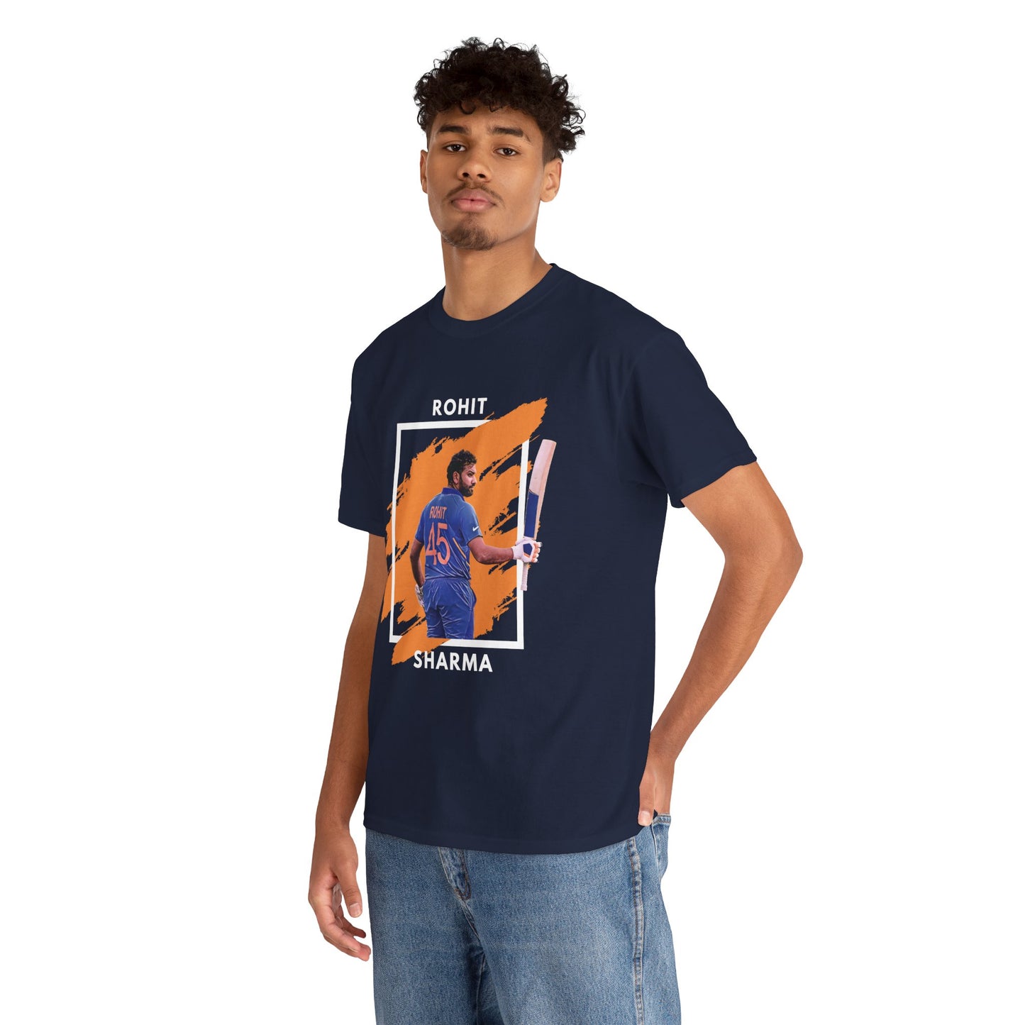 Rohit Sharma - Brushstroke frame - Unisex Heavy Cotton Tee