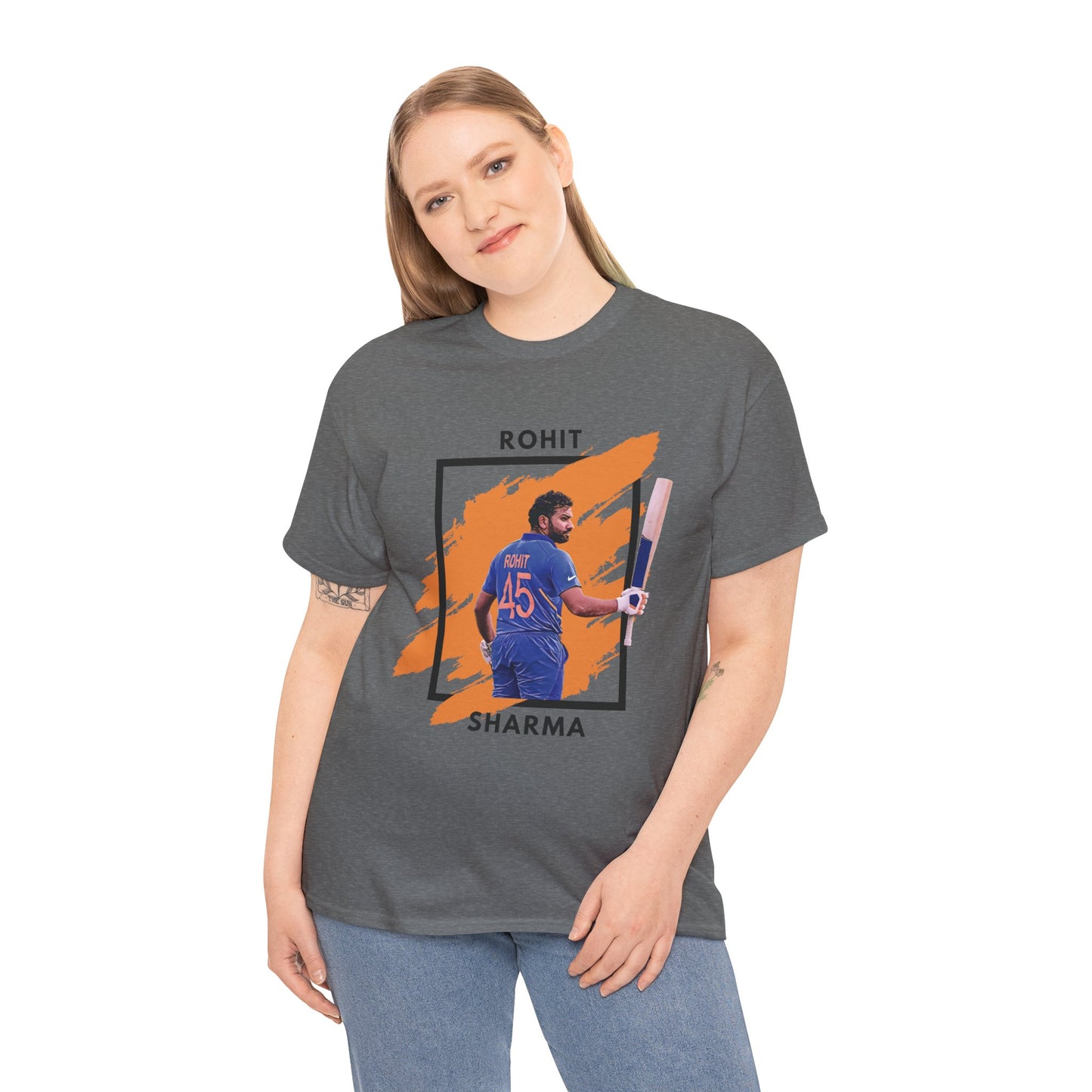 Rohit Sharma - Brushstroke frame - Unisex Heavy Cotton Tee