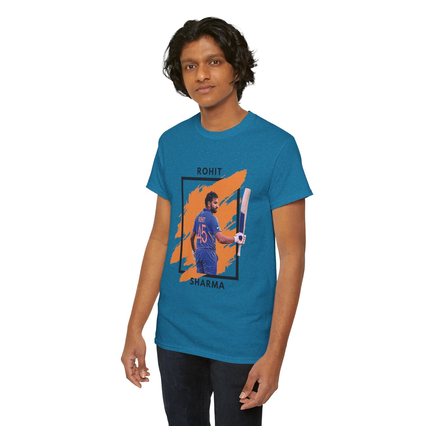 Rohit Sharma - Brushstroke frame - Unisex Heavy Cotton Tee