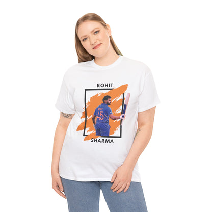 Rohit Sharma - Brushstroke frame - Unisex Heavy Cotton Tee