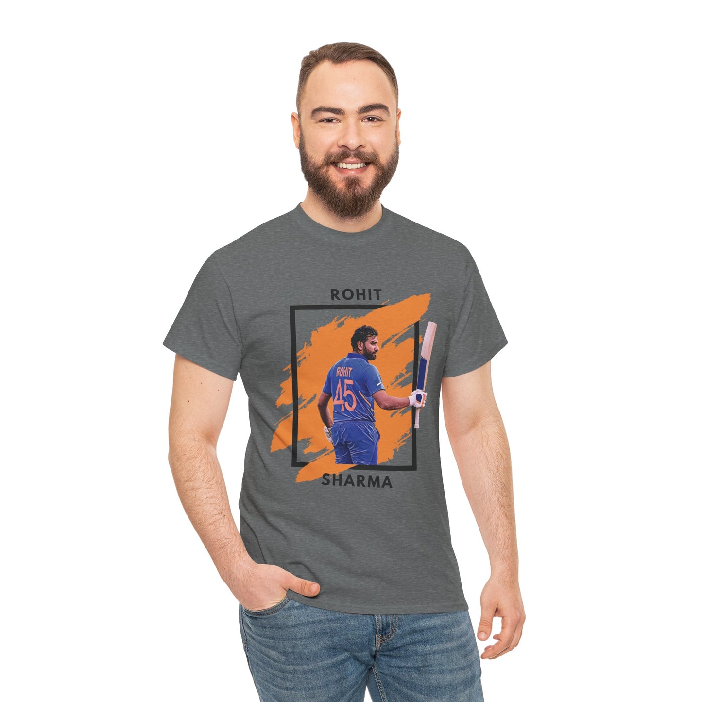 Rohit Sharma - Brushstroke frame - Unisex Heavy Cotton Tee