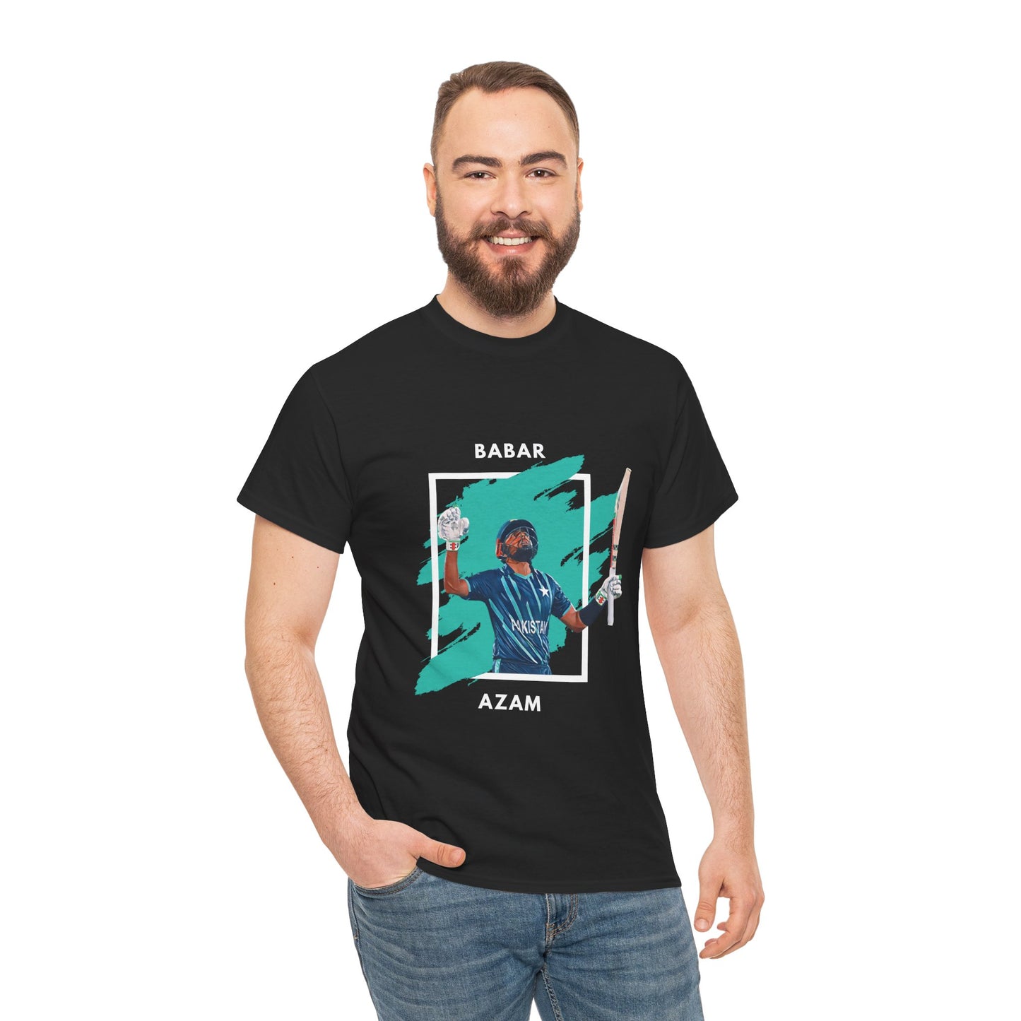 Babar Azam - Brushstroke frame - Unisex Heavy Cotton Tee