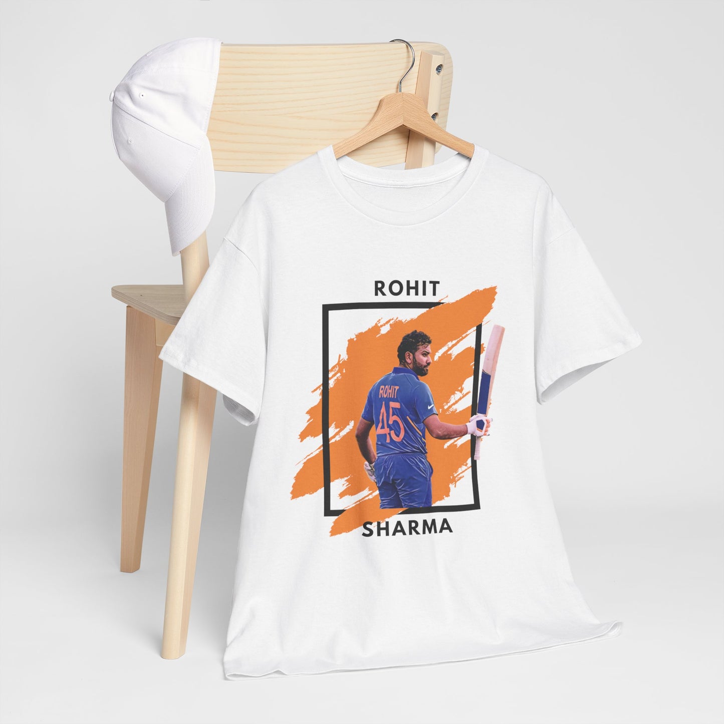 Rohit Sharma - Brushstroke frame - Unisex Heavy Cotton Tee