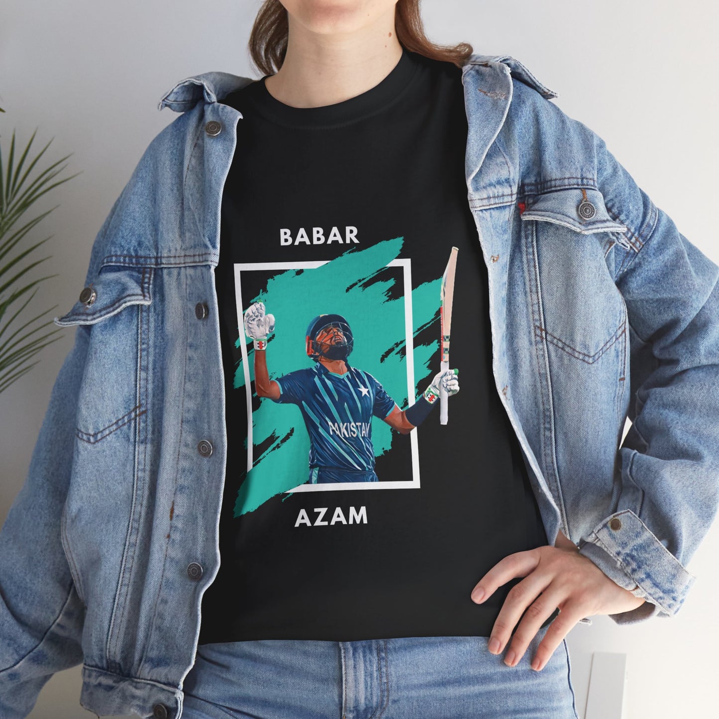 Babar Azam - Brushstroke frame - Unisex Heavy Cotton Tee